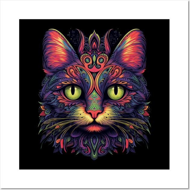 Colorful Abstract Cat Wall Art by Studio Red Koala